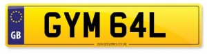 personalised number plate gym 64l